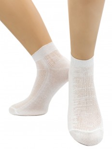 Женские короткие хлопковые носки в сеточку белые