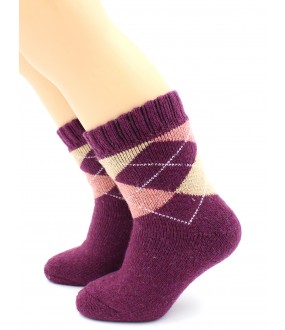 Теплые детские носки из шерсти ангоры с геометрическим рисунком ромбики