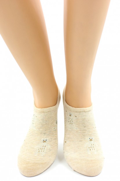 Короткие женские хлопковые носки с принтом мишка HOBBY LINE 16-15-27 - фото 1