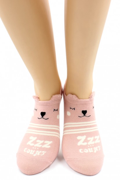 Короткие женские хлопковые носки с принтом мишка HOBBY LINE 16-15-16 - фото 1