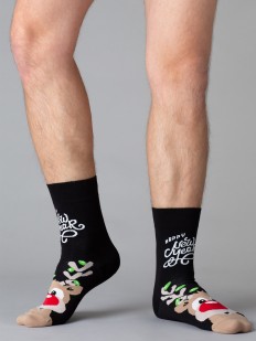 Хлопковые мужские носки с новогодними оленями