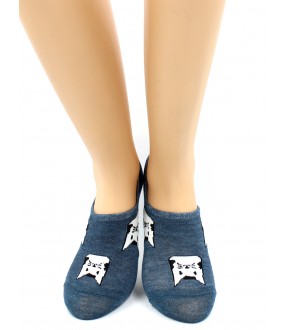 Короткие летние женские носки хлопковые с принтом кошечки