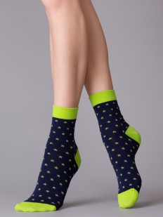 Фантазийные носочки с контрастным дизайном резинки, мыска и пятки