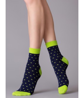 Фантазийные носочки с контрастным дизайном резинки, мыска и пятки