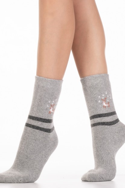 Теплые женские носки с оленями HOBBY LINE 6008-8 - фото 1