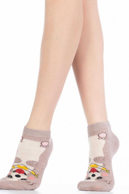 Хлопковые женские носки с собачками HOBBY LINE 408-2 - фото 1