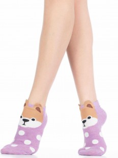 Хлопковые короткие женские носки в горошек с собачками