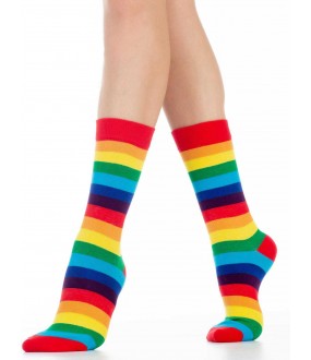 Высокие модные женские цветные носки с радугой