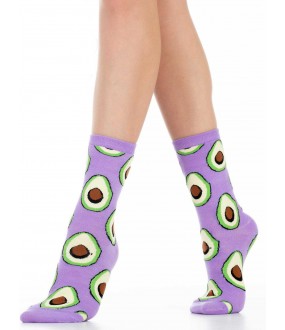 Хлопковые модные женские носки с авокадо фиолетовые