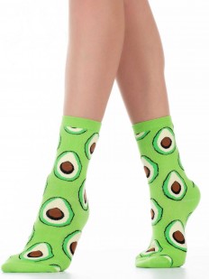 Хлопковые модные женские носки с авокадо зеленые