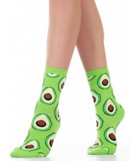 Хлопковые модные женские носки с авокадо зеленые