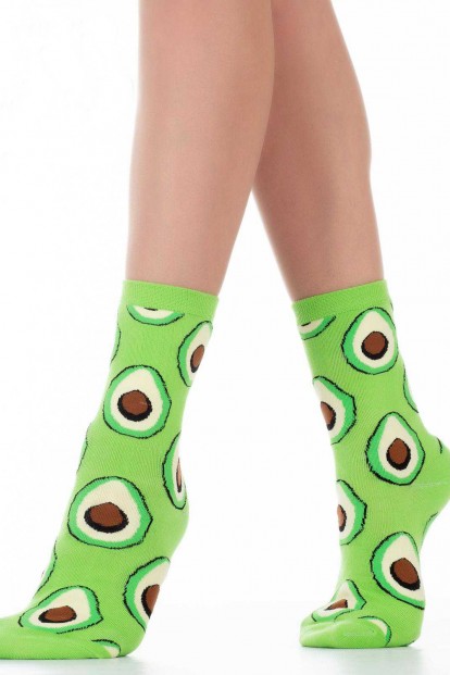 Хлопковые модные женские носки с авокадо зеленые HOBBY LINE 218-1 - фото 1