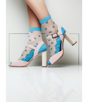 Стильные прозрачные женские носки с цветочком незабудка