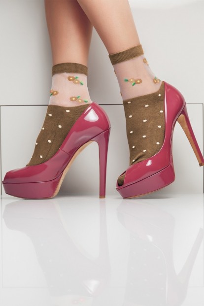 Женские модные высокие прозрачные носки в горошек Giulia WSM-015 - фото 1