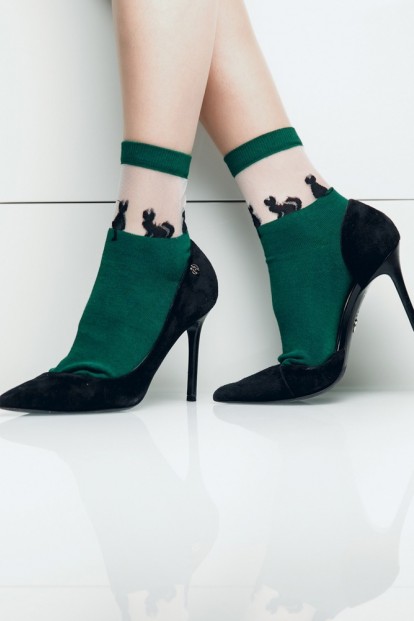 Женские модные высокие прозрачные носки с кошечками Giulia WSM-019 - фото 1