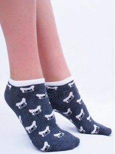 Хлопковые женские укороченные носки с принтом собачек