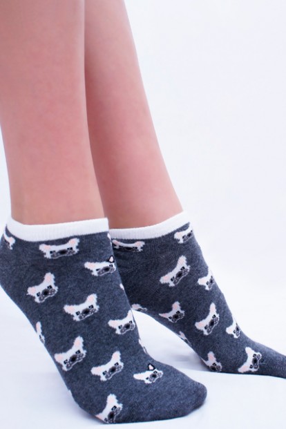 Хлопковые женские укороченные носки с принтом собачек Giulia WSS-013 - фото 1