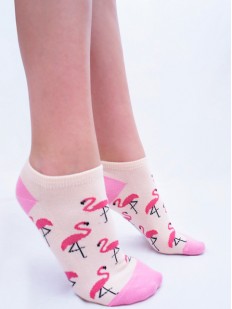 Хлопковые женские укороченные носки с принтом фламинго