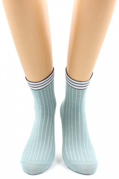 Высокие женские носки в полоску с люрексом HOBBY LINE 2122-03 - фото 1
