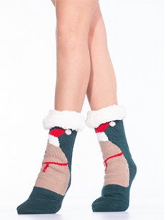 Высокие женские новогодние носки с мехом внутри