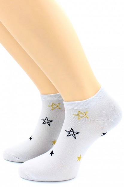 Укороченные женские носки с вышивкой звездочки HOBBY LINE 2120-01 - фото 1