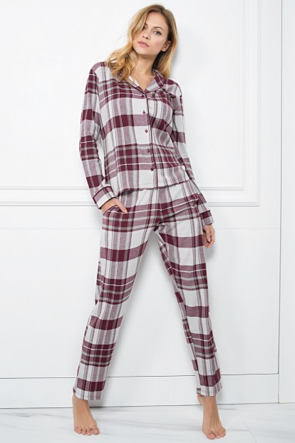 Хлопковая женская пижама с рубашкой и брюками JADEA 5088 pigiama - фото 1