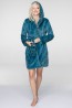 Бархатистый флисовый женский халат с капюшоном KEY LGD 080 - фото 1