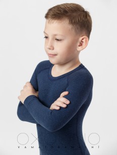 Детская облегающая термокофта для мальчиков темно-синяя