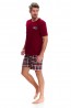 Летняя мужская пижама с шортами из хлопка красная Doctor Nap PMB.9471 - фото 2