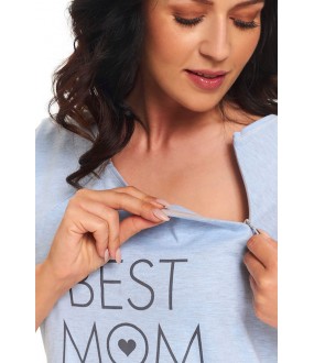 Голубая хлопковая сорочка для кормящих мам и в роддом