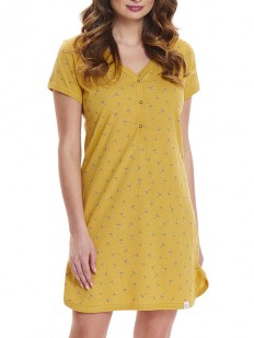 Желтая женская ночная сорочка из хлопка на пуговицах