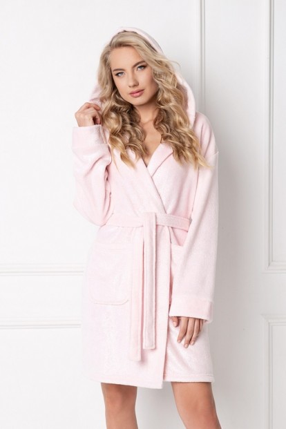 Теплый женский халат с капюшоном и карманами ARUELLE Sparkly pink - фото 1