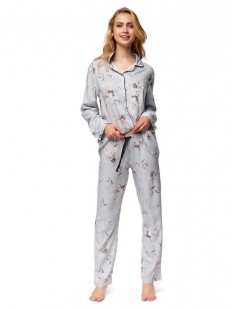 Женская пижама из вискозы с аистами: брюки и рубашка