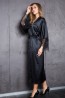 Сатиновый черный женский домашний халат с кружевным рукавом Mia-Mia Evelin 17539 - фото 3