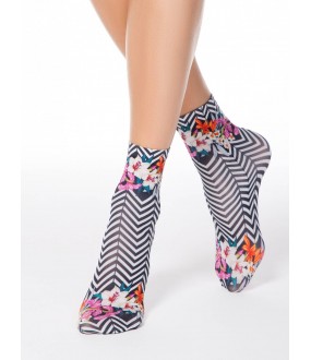 Модные женские носки с геометрическим цветочным рисунком 70 DEN