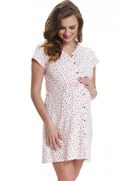 Розовая женская сорочка на пуговицах для беременных и кормящих Doctor Nap TCB.9448 - фото 1